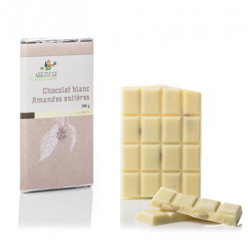 Tablette de chocolat blanc et amandes entières Tablette de chocolat blanc et amandes entières